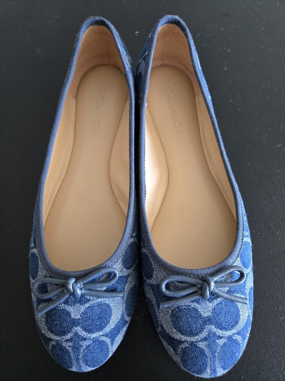 COACH Women's Blue Signature Denim Ballet Flats